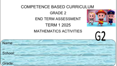 GRADE 2 END TERM 1 EXAMS 2025