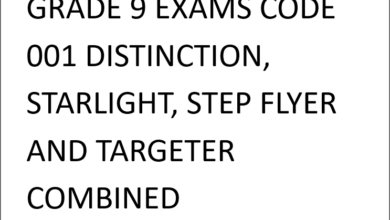 GRADE 9 EXAMS CODE 001 DISTINCTION, STARLIGHT, STEP FLYER AND TARGETER COMBINED
