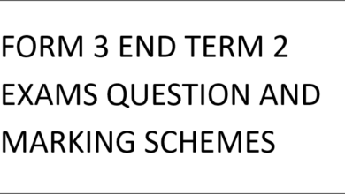 FORM 3 END TERM 2 EXAMS QUESTION AND MARKING SCHEMES