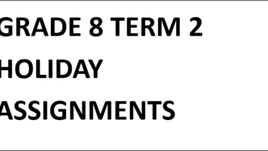 GRADE 8 TERM 2 HOLIDAY ASSIGNMENTS