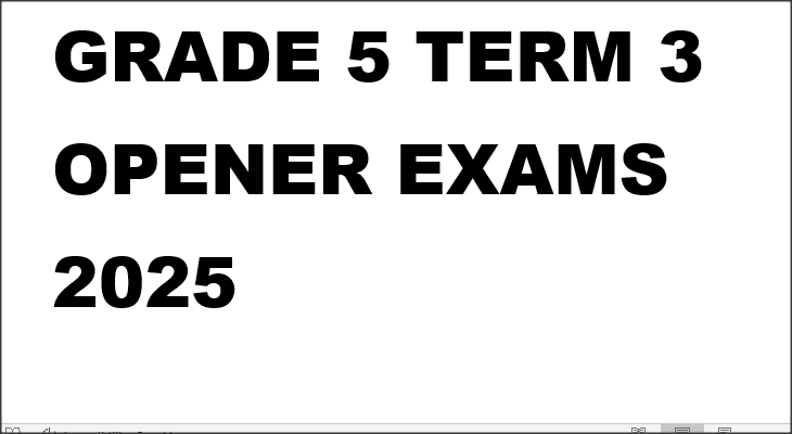 GRADE 5 TERM 3 OPENER EXAMS 2025