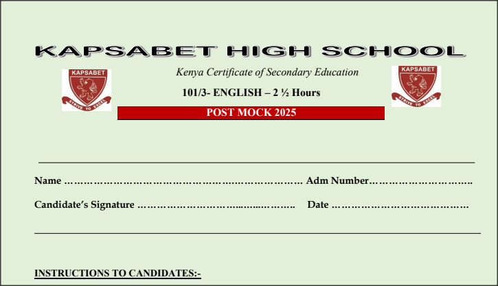 KASPSEBETH HIGH POST MOCK EXAMS 2025