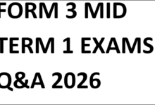 FORM 3 MID TERM 1 EXAMS Q&A 2026