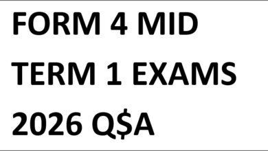 FORM 4 MID TERM 1 EXAMS 2026 Q$A