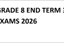 GRADE 8 END TERM 3 EXAMS 2026